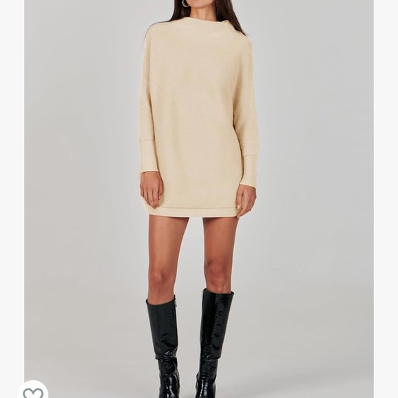 ANRABESS Women Casual Turtleneck Batwing Sleeve Oversized Ribbed Knit Sweater - Picture 4 of 6